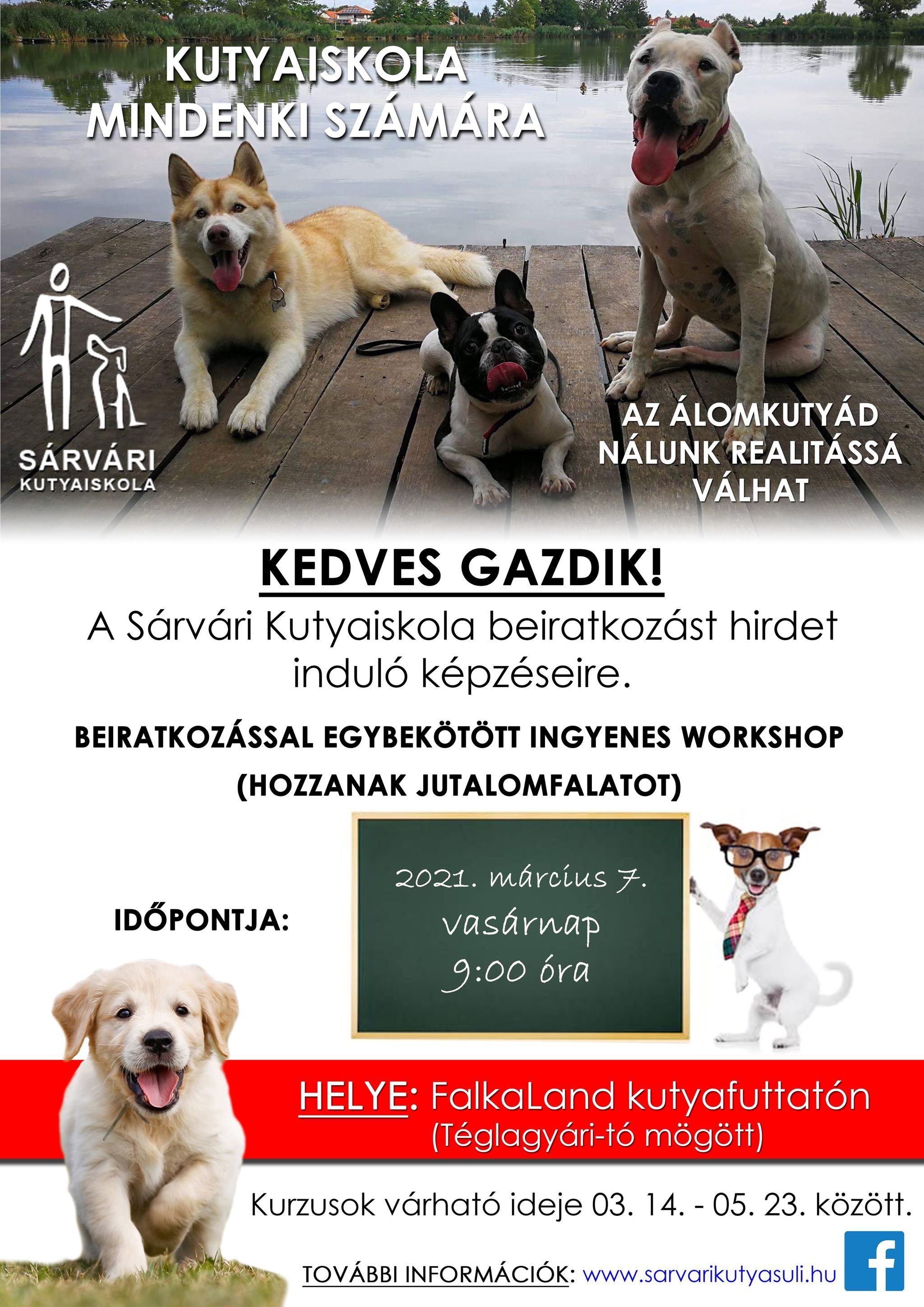 Sárvári kutyasuli beiratkozás 2021 tavasz
